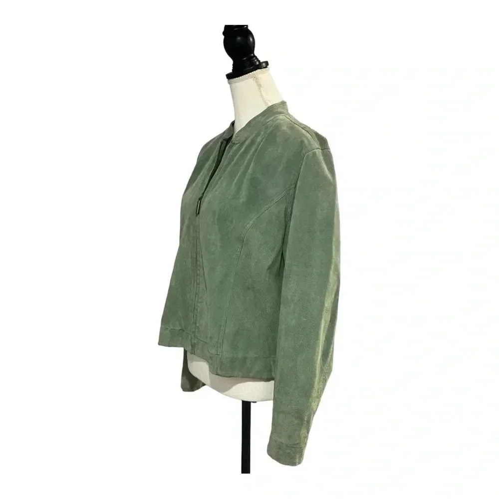 Chicos green suede size 2 (approx. US 12) GUC bomber jacket - Picture 5 of 15